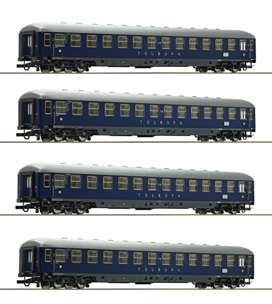Set of 4 passenger cars Touropa<br /><a href='images/pictures/Roco/Roco-64187.jpg' target='_blank'>Full size image</a>
